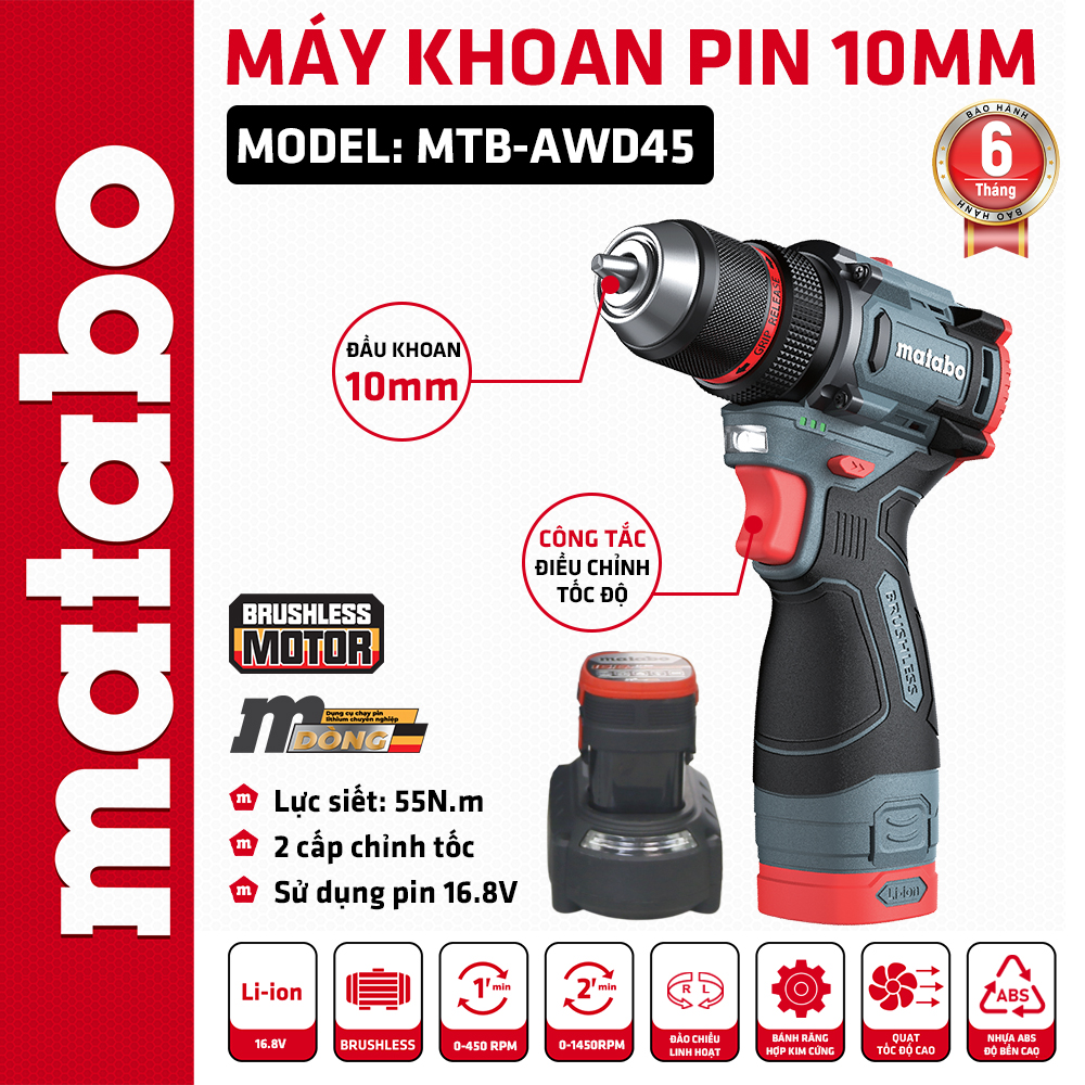 Máy khoan pin 16V MTB-AWD45